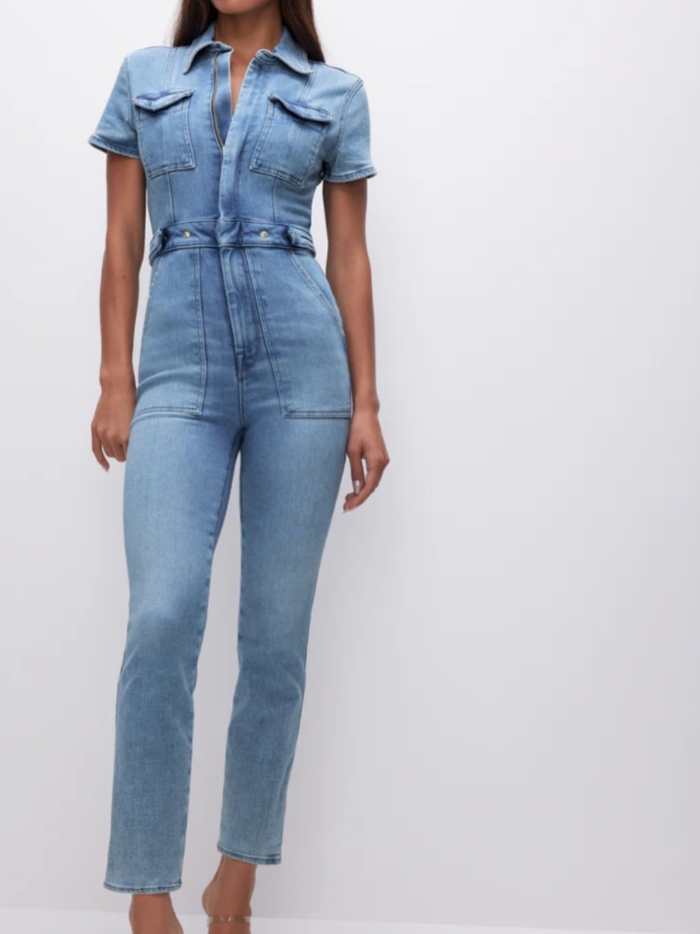 GOOD AMERICAN FIT FOR SUCCESS BOOTCUT DENIM JUMPSUIT SIZE MEDIUM LIKE NEW